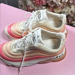 Versace Pink and Cream Sneakers with Sleek Design